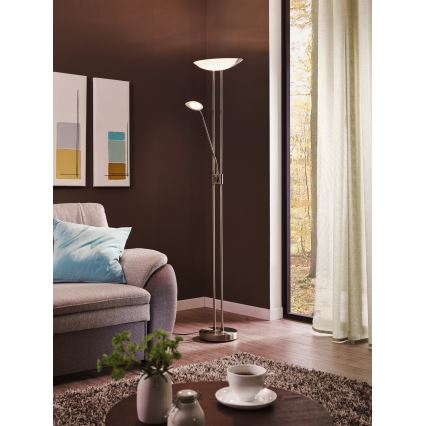 Eglo - Himmennettävä LED-lattiavalaisin LED/20W + LED/2,5W mattakromi