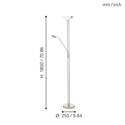 Eglo - Himmennettävä LED-lattiavalaisin LED/20W + LED/2,5W mattakromi