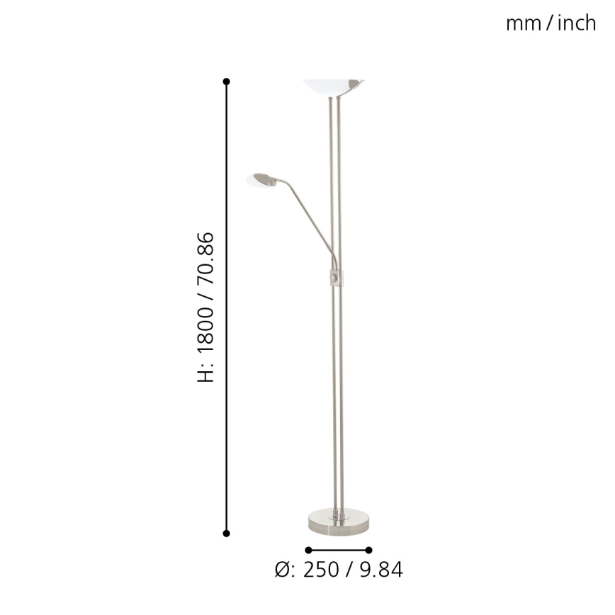 Eglo - Himmennettävä LED-lattiavalaisin LED/20W + LED/2,5W mattakromi