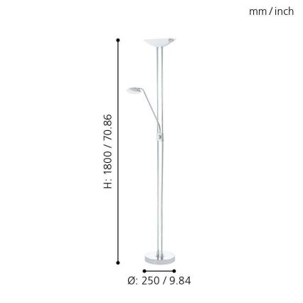 Eglo - Himmennettävä LED-lattiavalaisin LED/20W + LED/2,5W