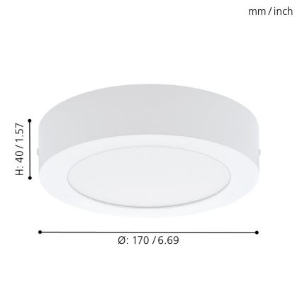 Eglo 94072 - LED-kattovalaisin FUEVA 1 LED/10,89W/230V