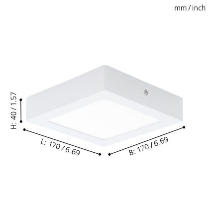 Eglo 94073 - LED-kattovalaisin FUEVA 1 LED/10,95W/230V