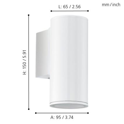 Eglo 94099 - LED-ulkovalaistus RIGA 1xGU10/3W/230V IP44