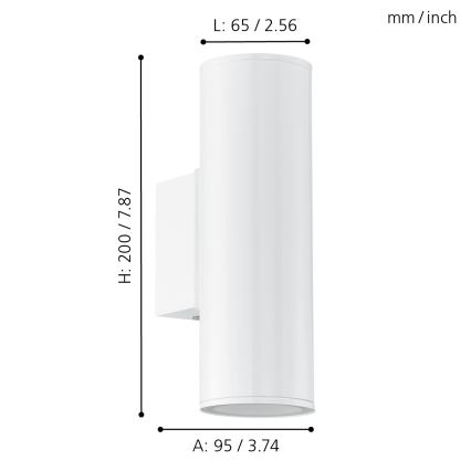 Eglo 94101 - LED-ulkovalaistus RIGA 2xGU10/3W/230V IP44