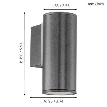 Eglo 94102 - LED-ulkovalaistus RIGA 1xGU10/3W/230V IP44