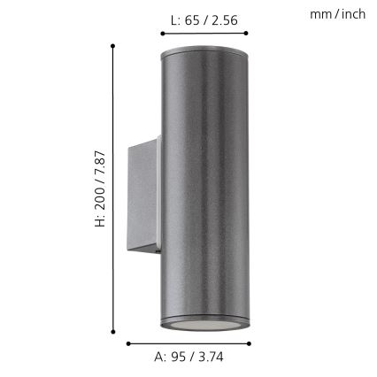 Eglo 94103 - LED-ulkovalaistus RIGA 2xGU10/3W/230V IP44