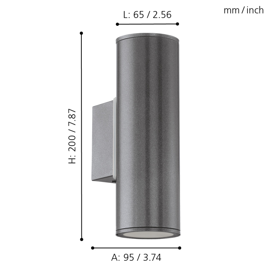 Eglo 94103 - LED-ulkovalaistus RIGA 2xGU10/3W/230V IP44