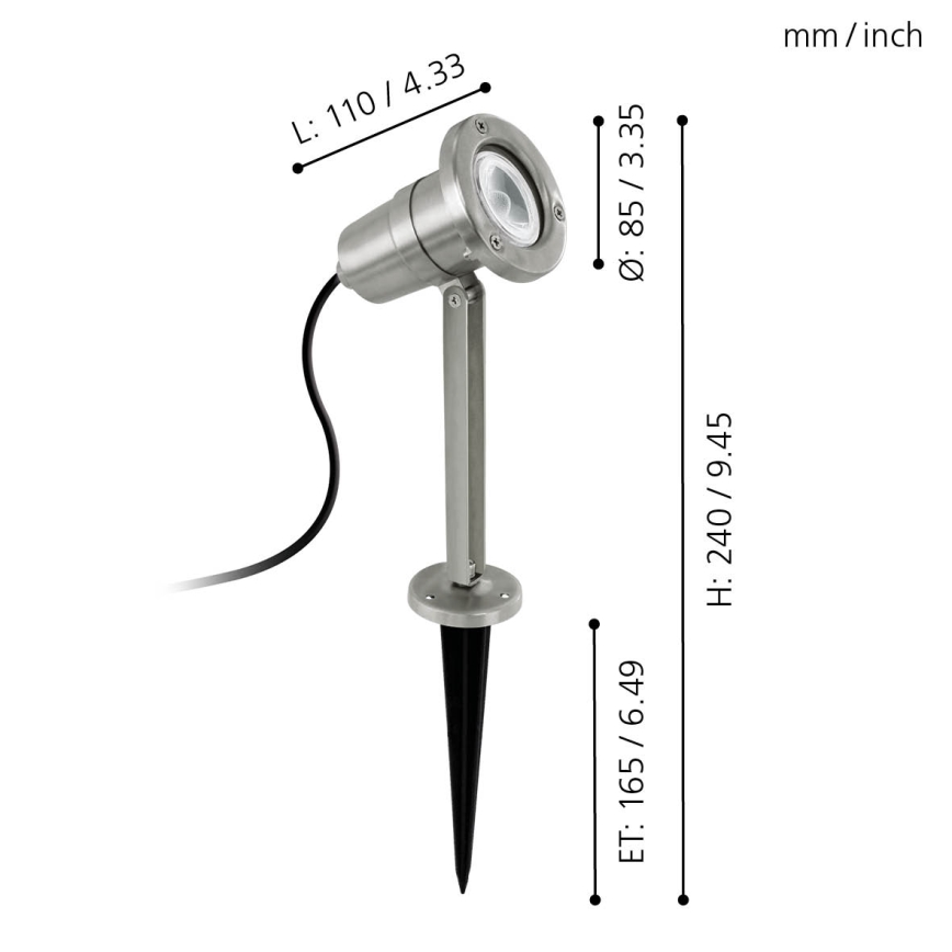 Eglo 94111 - LED-ulkovalaistus NEMA 1xGU10/5W/230V IP54