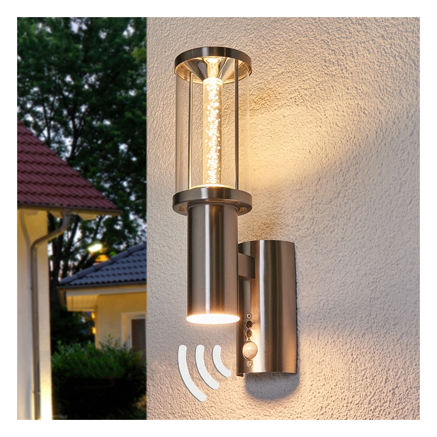 Eglo 94128 - LED-ulkovalaistus anturilla TRONO STICK 1xGU10/3W + 1xLED/3,7W IP44