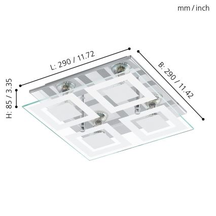 Eglo 94226 - LED-kattovalaisin ALMANA 4xGU10-LED/3W/230V