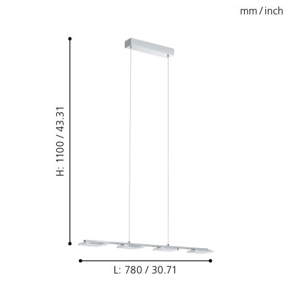 Eglo 94244 - LED-riippuvalaisin CARTAMA 4xLED/4,5W/230V