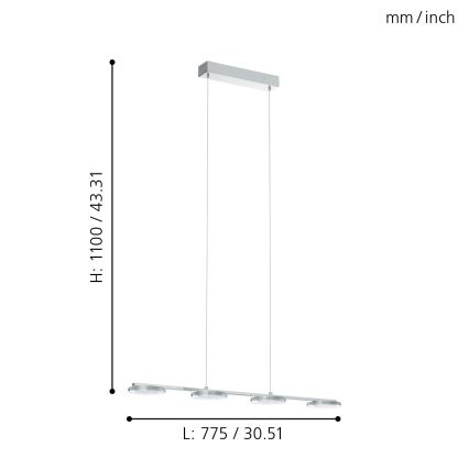 Eglo 94245 - LED-riippuvalaisin CARTAMA 4xLED/4,5W/230V