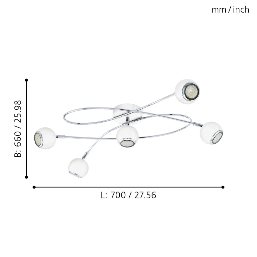 Eglo 94252 - LED-kohdevalaisin LOCANDA 5xGU10-LED/3W/230V
