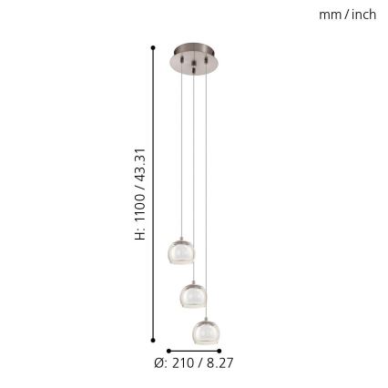 Eglo 94318 - LED-riippuvalaisin ASCOLESE 3xLED/3,3W/230V