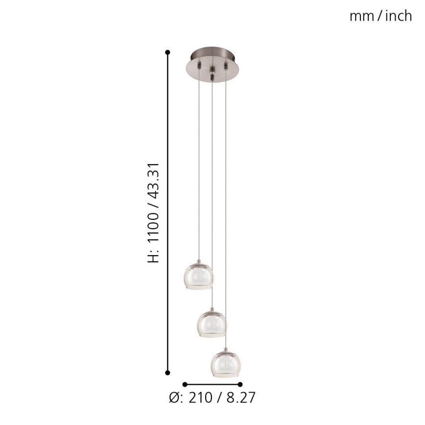Eglo 94318 - LED-riippuvalaisin ASCOLESE 3xLED/3,3W/230V