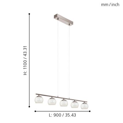 Eglo 94319 - LED-riippuvalaisin ASCOLESE 5xLED/3,3W/230V