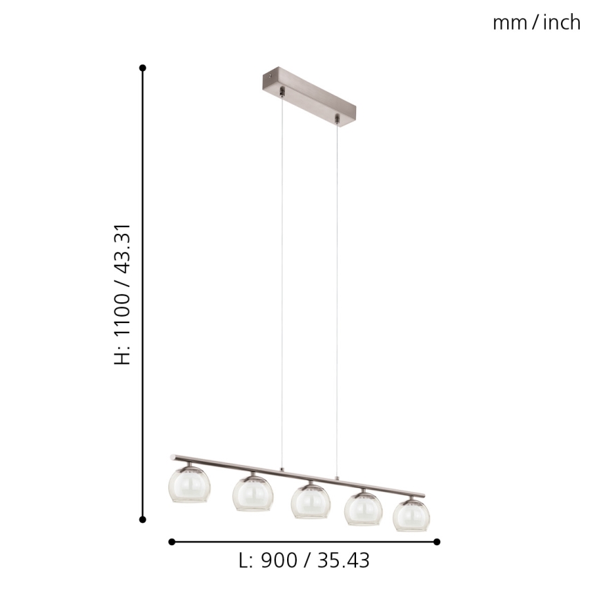 Eglo 94319 - LED-riippuvalaisin ASCOLESE 5xLED/3,3W/230V