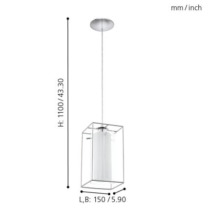 Eglo 94377 - Kattokruunu LONCINO 1 1xE27/60W/230V