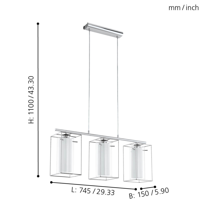Eglo 94378 - Kattokruunu LONCINO 1 3xE27/60W/230V