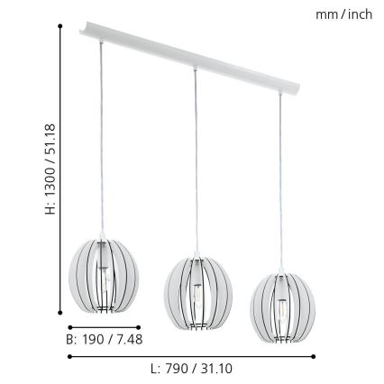 Eglo 94444 - Kattokruunu COSSANO 3xE14/40W/230V
