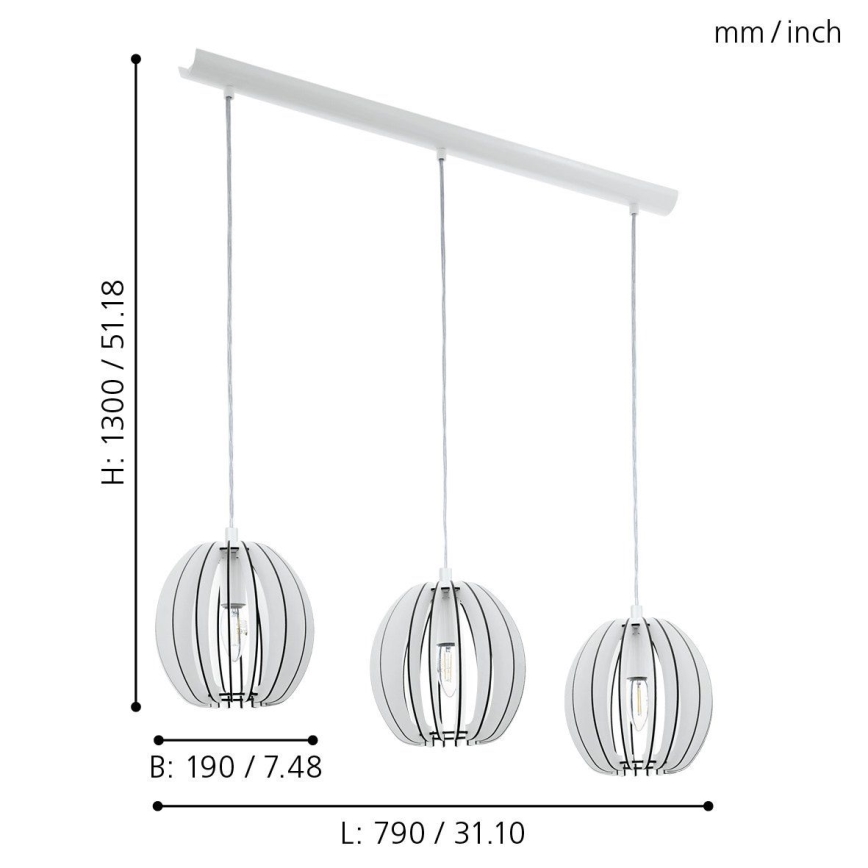 Eglo 94444 - Kattokruunu COSSANO 3xE14/40W/230V
