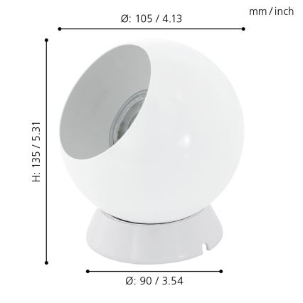 Eglo 94513 - Pöytä- / seinävalaisin PETTO 1 1xGU10-LED / 3.3W / 230V