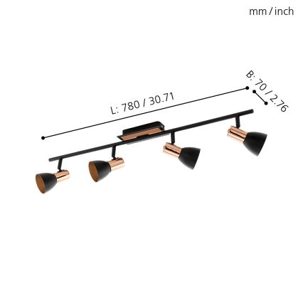 Eglo 94587 - LED-kohdevalaisin BARNHAM 4xGU10/3,3W/230V