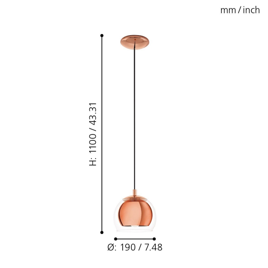 Eglo 94589 - Kattokruunu ROCAMAR 1xE27/60W/230V