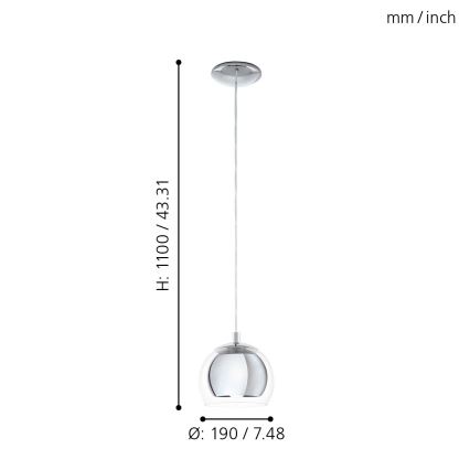 Eglo 94592 - Kattokruunu ROCAMAR 1xE27/60W/230V