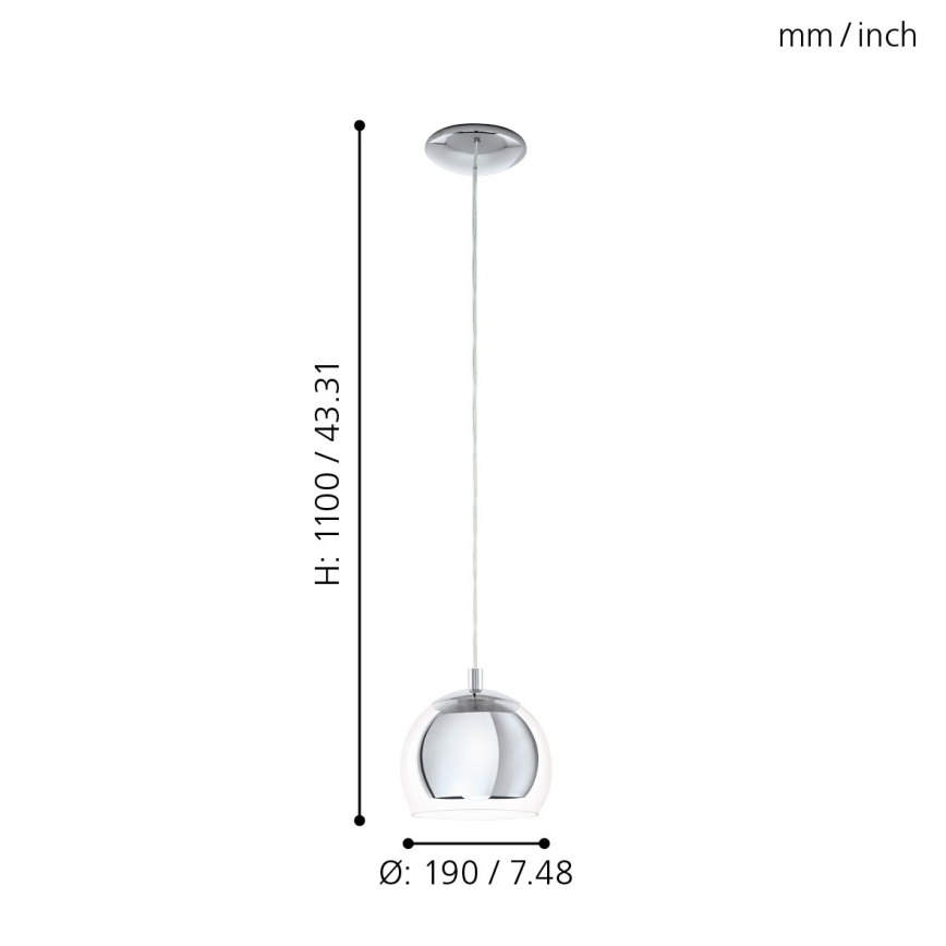 Eglo 94592 - Kattokruunu ROCAMAR 1xE27/60W/230V