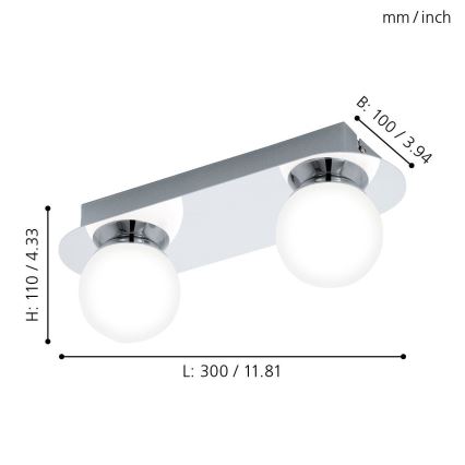 Eglo 94627 - LED-kylpyhuoneen valo MOSIANO 2xLED/3,3W/230V IP44