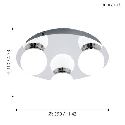 Eglo 94629 - LED-kylpyhuoneen valo MOSIANO 3xLED/3,3W/230V IP44