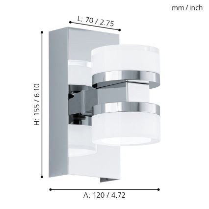 Eglo 94651 - LED-seinävalaisin kylpyhuoneeseen ROMENDO 2xLED/4,5W/230V IP44