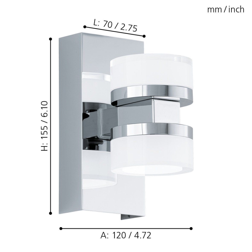 Eglo 94651 - LED-seinävalaisin kylpyhuoneeseen ROMENDO 2xLED/4,5W/230V IP44