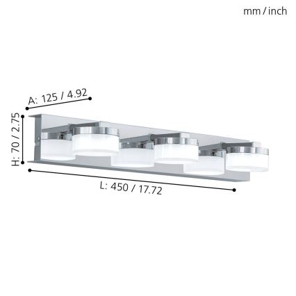 Eglo 94653 - LED-seinävalaisin kylpyhuoneeseen ROMENDO 3xLED/4,5W/230V IP44
