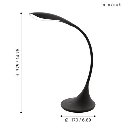Eglo 94673 - LED himmennys pöytävalaisin DAMBERA 1xLED/4,5W/230V musta