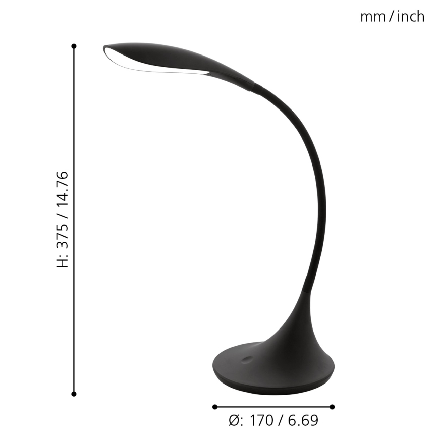 Eglo 94673 - LED himmennys pöytävalaisin DAMBERA 1xLED/4,5W/230V musta