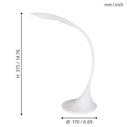 Eglo 94674 - LED himmennys pöytävalaisin DAMBERA 1xLED/4,5W/230V valkoinen