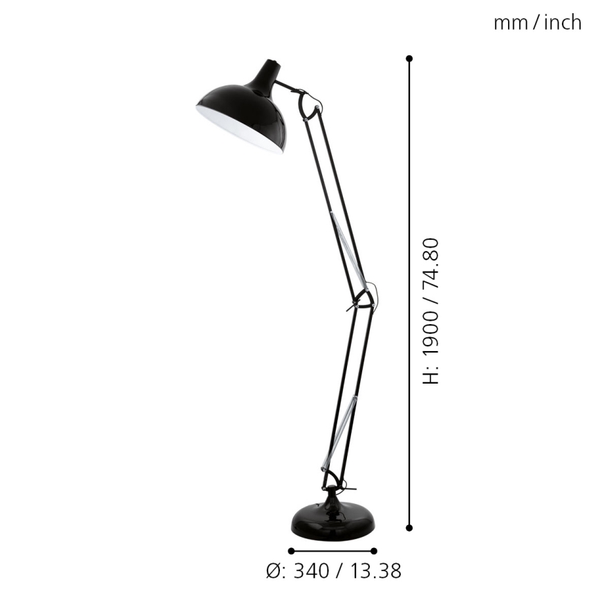 Eglo 94698 - Lattialamppu BORGILLIO 1xE27/60W/230V