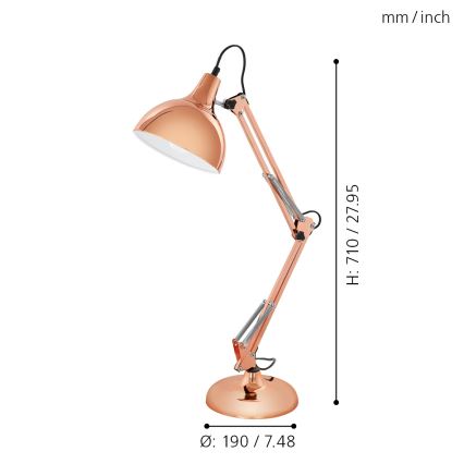 Eglo 94704 - Pöytävalaisin BORGILLIO 1xE27/40W/230V