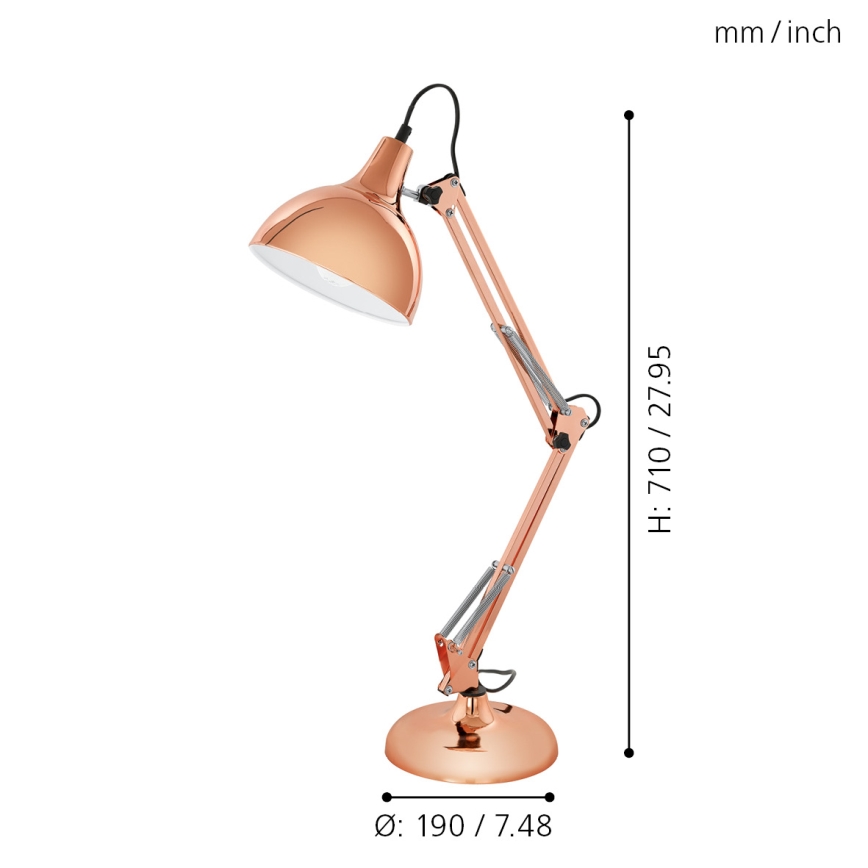 Eglo 94704 - Pöytävalaisin BORGILLIO 1xE27/40W/230V