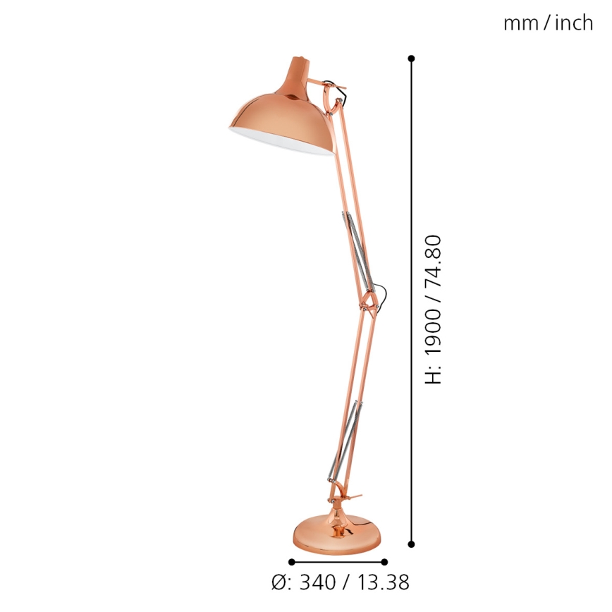 Eglo 94705 - Lattialamppu BORGILLIO 1xE27/60W/230V