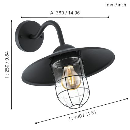 Eglo 94792 - Ulkovalo MELGOA 1xE27/60W/230V IP44
