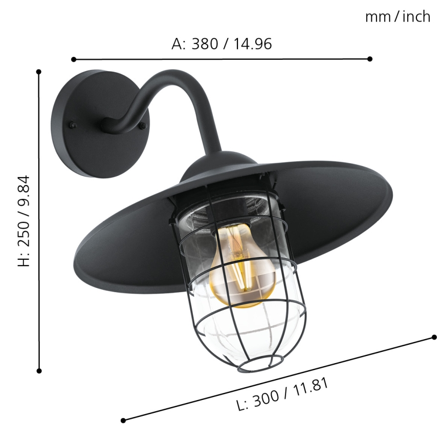 Eglo 94792 - Ulkovalo MELGOA 1xE27/60W/230V IP44