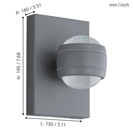 Eglo 94796 - LED-ulkovalo SESIMBA 2xLED/3,7W/230V IP44