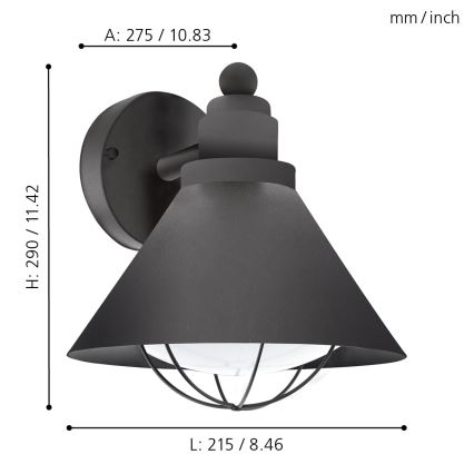 Eglo 94805 - Ulkovalo BARROSELA 1xE27/40W/230V IP44