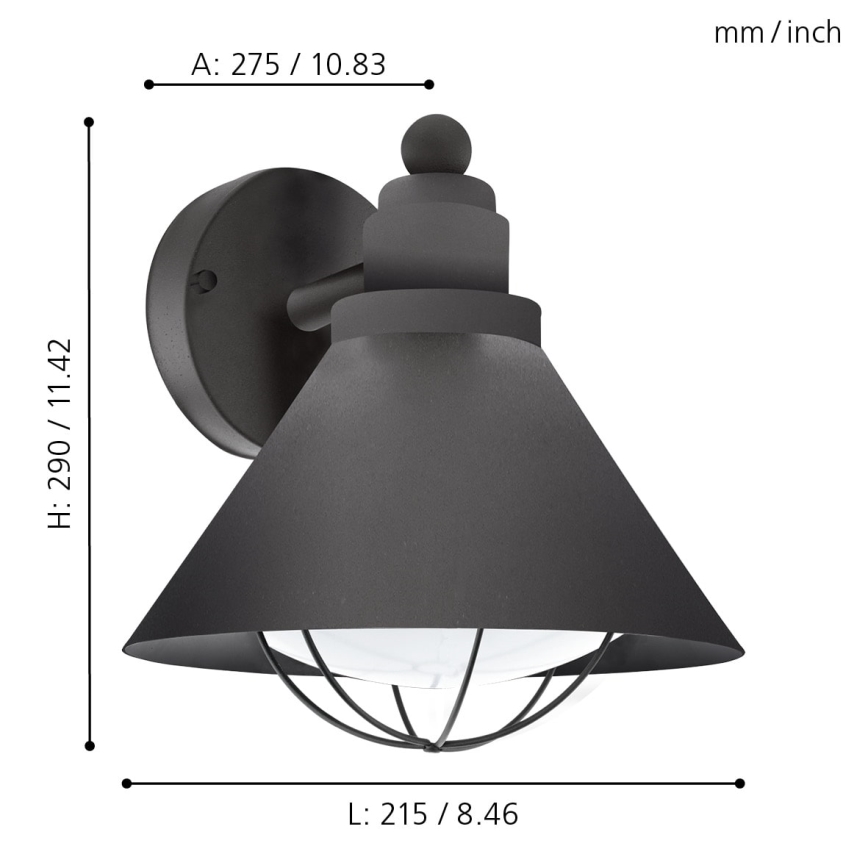 Eglo 94805 - Ulkovalo BARROSELA 1xE27/40W/230V IP44