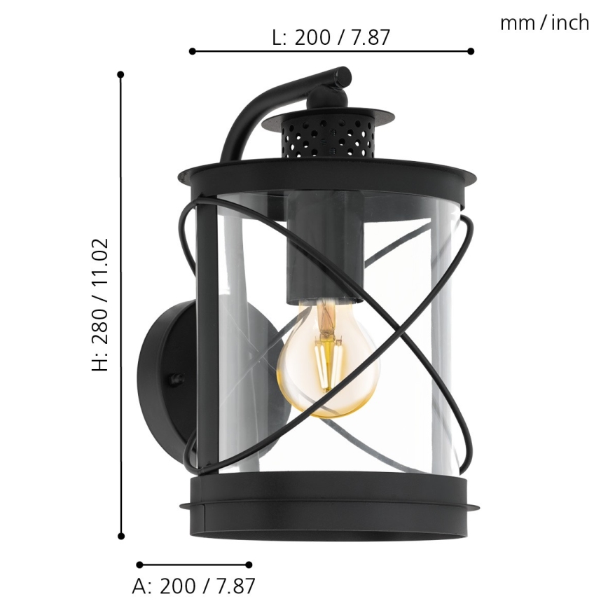 Eglo 94843 - Ulkovalo HILBURN 1xE27/60W/230V IP44