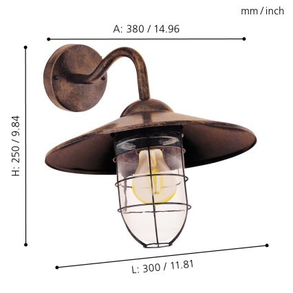 Eglo 94863 - Ulkovalo MELGOA 1xE27/60W/230V IP44