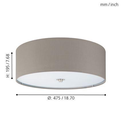 Eglo 94919 - Kattovalo PASTERI 3xE27/60W/230V